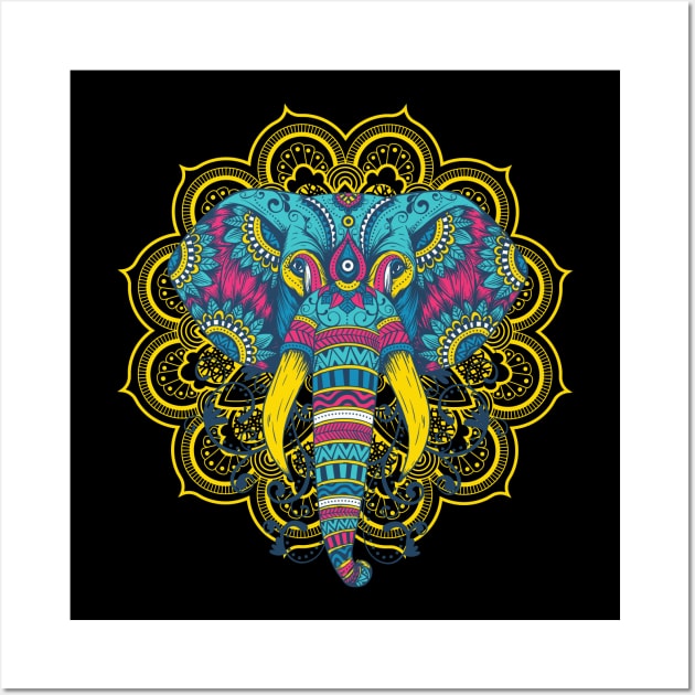 Elephant Colorful Mandala Wall Art by Midoart